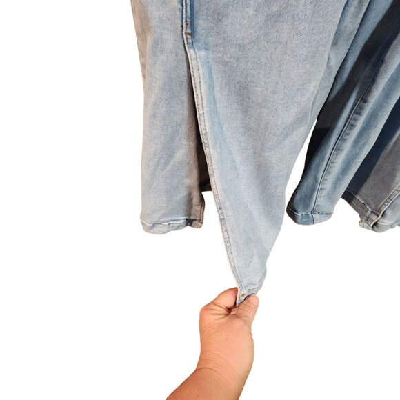 Eloquii Womens Light Wash Wide-Leg Denim Jeans Size 20 With Side Slit Hem Detail - Picture 3 of 5